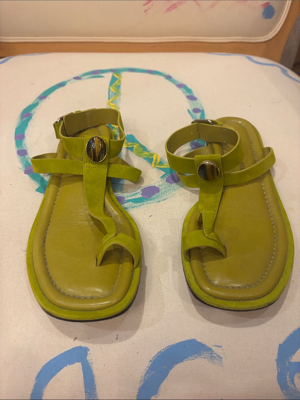 Tamara Mellon women’s Lime Green T-Strap Sandals
